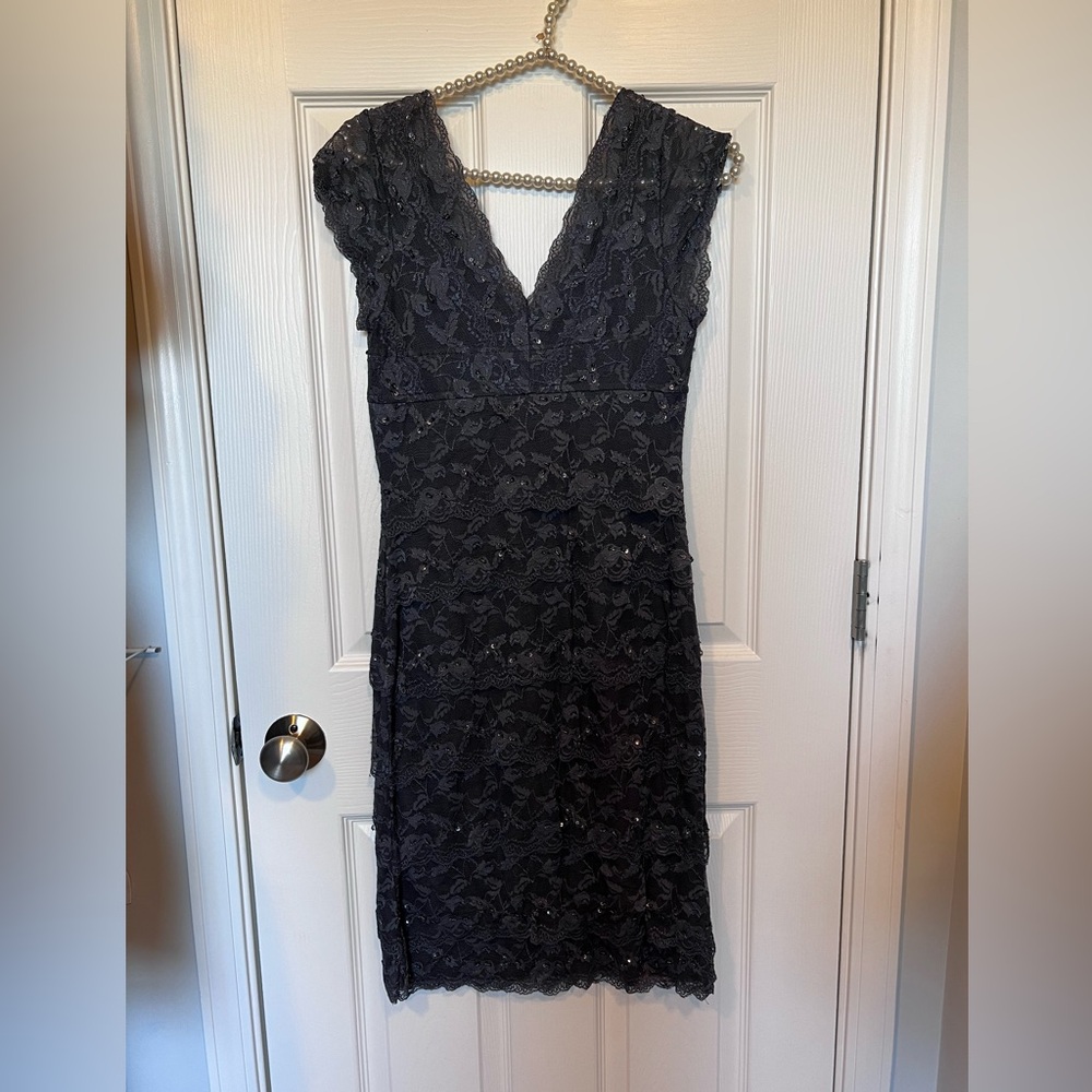 Marina Beaded Stretch Lace & Sequence Cocktail Dress